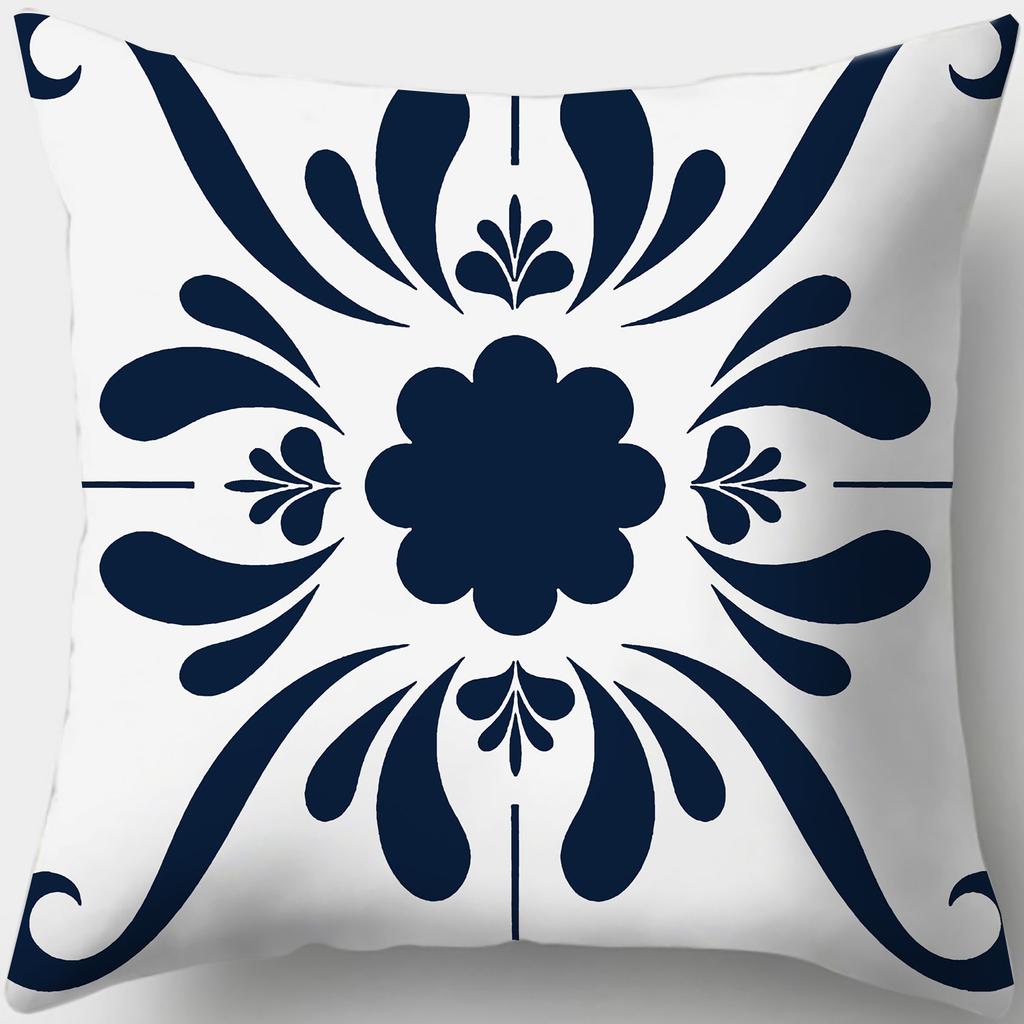 Home Decor Stylish Blue and White Patterned Pillow Covers Pattern Cushion Cover Suitable for Sofa Bedroom Car Pillow Cover