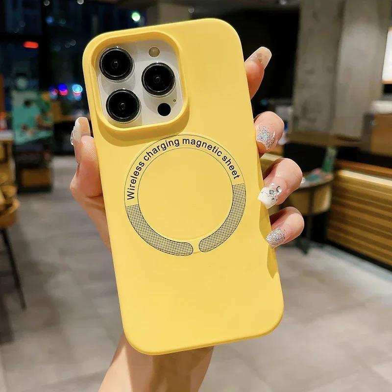 Liquid Silicone Phone Case For Apple iPhone 17 16 15 14 13 12 Pro Max Plus Air Magsafe Magnetic Wireless Charger funda