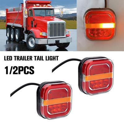 Light Guide Square LED Trailer Taillight Turn Signal Rear Fog Indicator License Plate Lamp for Car Trailer Truck Boat Lorry Van
