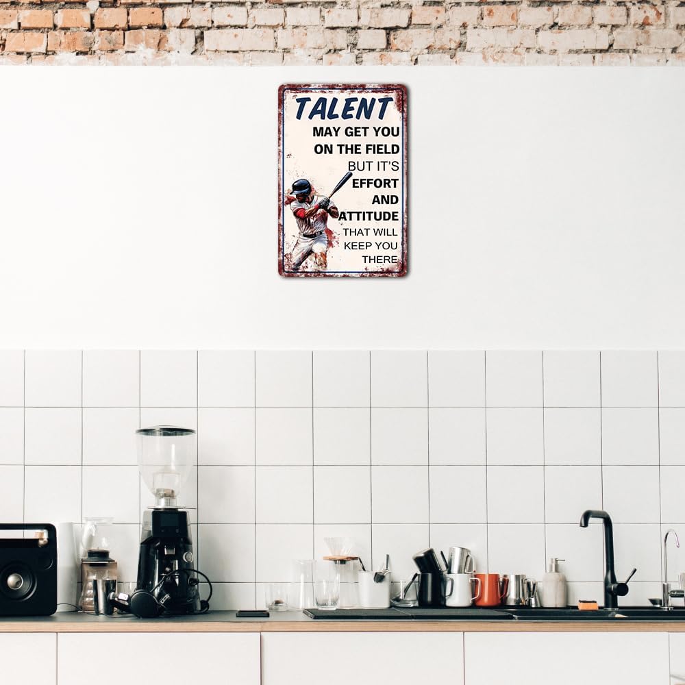 Vintage Baseball Decor Baseball Tin Sign Baseball Poster For Boys Room Baseball Gifts Motivational Quote Posters Baseball Art Wall Decoration