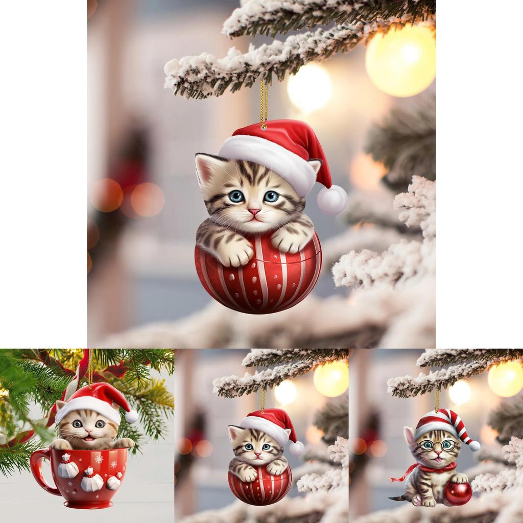Cute Cat Acrylic Car Pendant With 2d Design For Auto Interior Decoration
