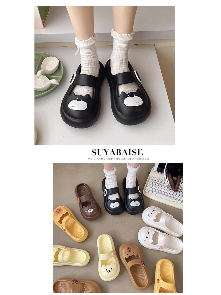 Women’s 2025 Summer Mary Jane Sandals: Non-Slip Kitten Heel, Thick Sole, Closed Toe Outdoor Slippers