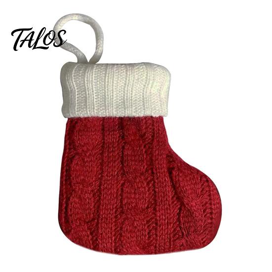 Holiday Decorative Mini Socks Knitted Christmas Stocking Ornaments, Knit Xmas Tree Hanging Decor, Small Indoor Party Supplies Pendants for Tree,