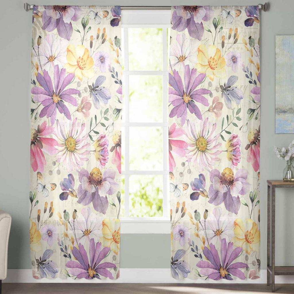 Sommarpastoral bris med växtlöv Fönster tyllgardiner för vardagsrum sovrum hotell lyxdekoration skira gardiner