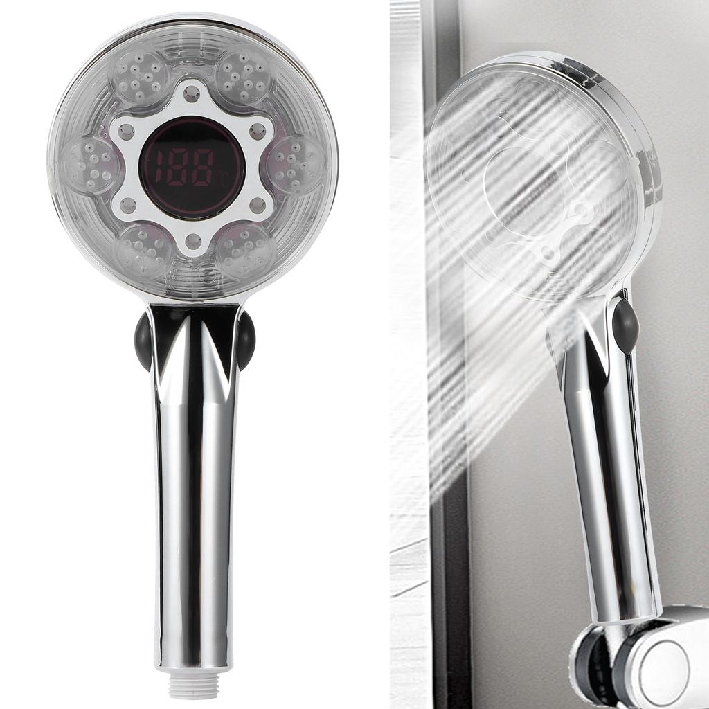 G1/2in Digital LED Shower Head with 3?Color Temperature Controller Handheld 3 Spraying Mode