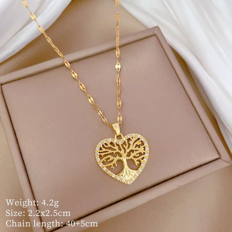 

Fashion Romantic Love Life Tree Pendant Necklaces for Women Girls Stainless Steel Chain Jewelry Accessories Gifts for Lover