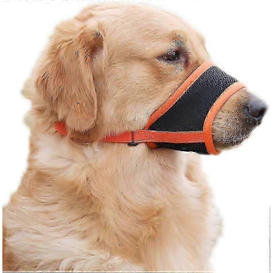 Soft Air Mesh Dog Muzzle for Small/Medium/Large Dogs, Dog Mussel Stop biting, Barking & Chewing, Drinkable Adjustable Gentle Pet Muzzle (Orange, XL)