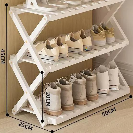 WTEMPO Не требует установки Складная обувница Пылезащитная Простая Дверная Бытовая Напольная Многоуровневая Маленькая Стеллаж для хранения в общежитии 3-layer белый
