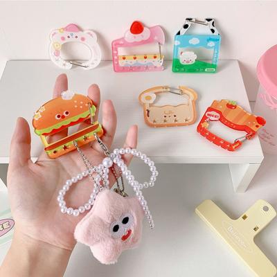 Creative Cartoon Hamburger Fries Acrylic Carabiner Keychain Fashion Key Holder For Outdoor Backpack Accessories