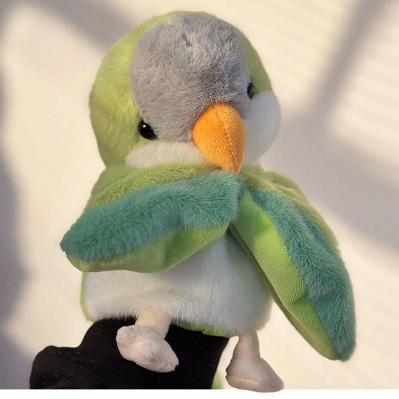 20CM Cute Parrot Hand Puppet Toy Ventriloquism Performance Little Bird Enlightenment Children's Watch Learning Performance Doll