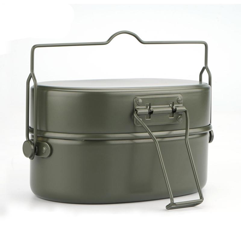 Aluminum Lunch Box Cookware Outdoor Camping Rice Cooker German Style Mess Kit Three-Part Portable Cooking Pan Pot