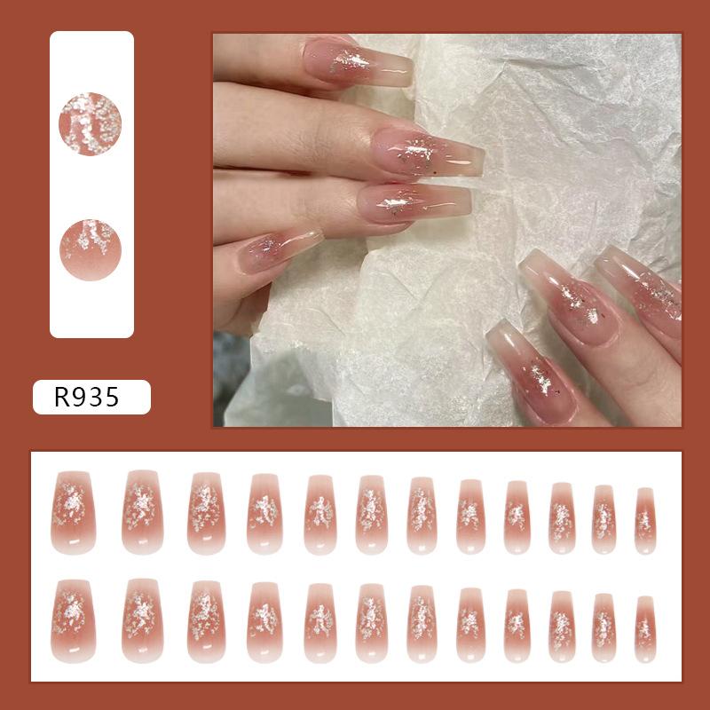 

Clear Peach Pink Blush Gentle Versatile Sweet Fake Nail Patch Removable Nail Patch 24 pieces