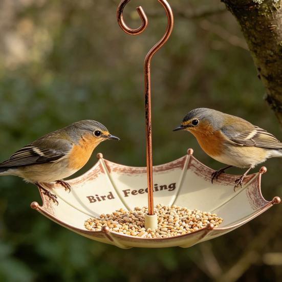 Mangiatoia per Uccelli ad Ombrello da Esterno, Vassoio Mangiatoia per Uccelli ad Ombrello Retrò, Mangiatoia Decorativa Sospesa per Uccelli da Giardino e Cortile