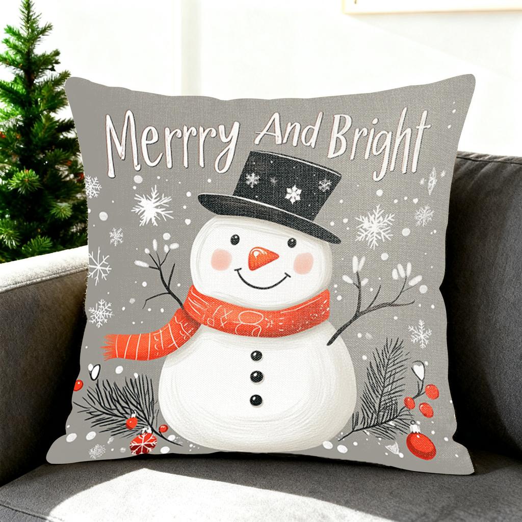 Weihnachtlich bedruckter Kissenbezug Leinen Zuhause Sofa Dekokissen Festliche Atmosphäre Kissen