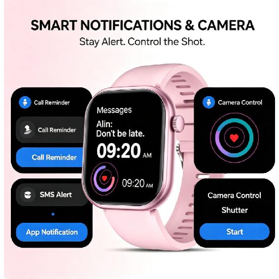 2.01-inch HD Screen Multifunctional Smartwatch Men's Watch Women's Smartwatch. Supports Wireless Calls and Message Alerts Remote Camera and