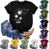 Damesmode Casual Bedrukt Ronde Hals Pullover Korte Mouw T-shirt Top
