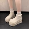 Height-increasing thick-soled snow boots women's 2025 new winter velvet thickened warm and non-slip Northeast large cotton shoes for children