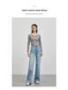 Shi Lin 2026 High-Quality Korean Style High-Waist Wide Leg Light Blue Floor-Length Jeans.