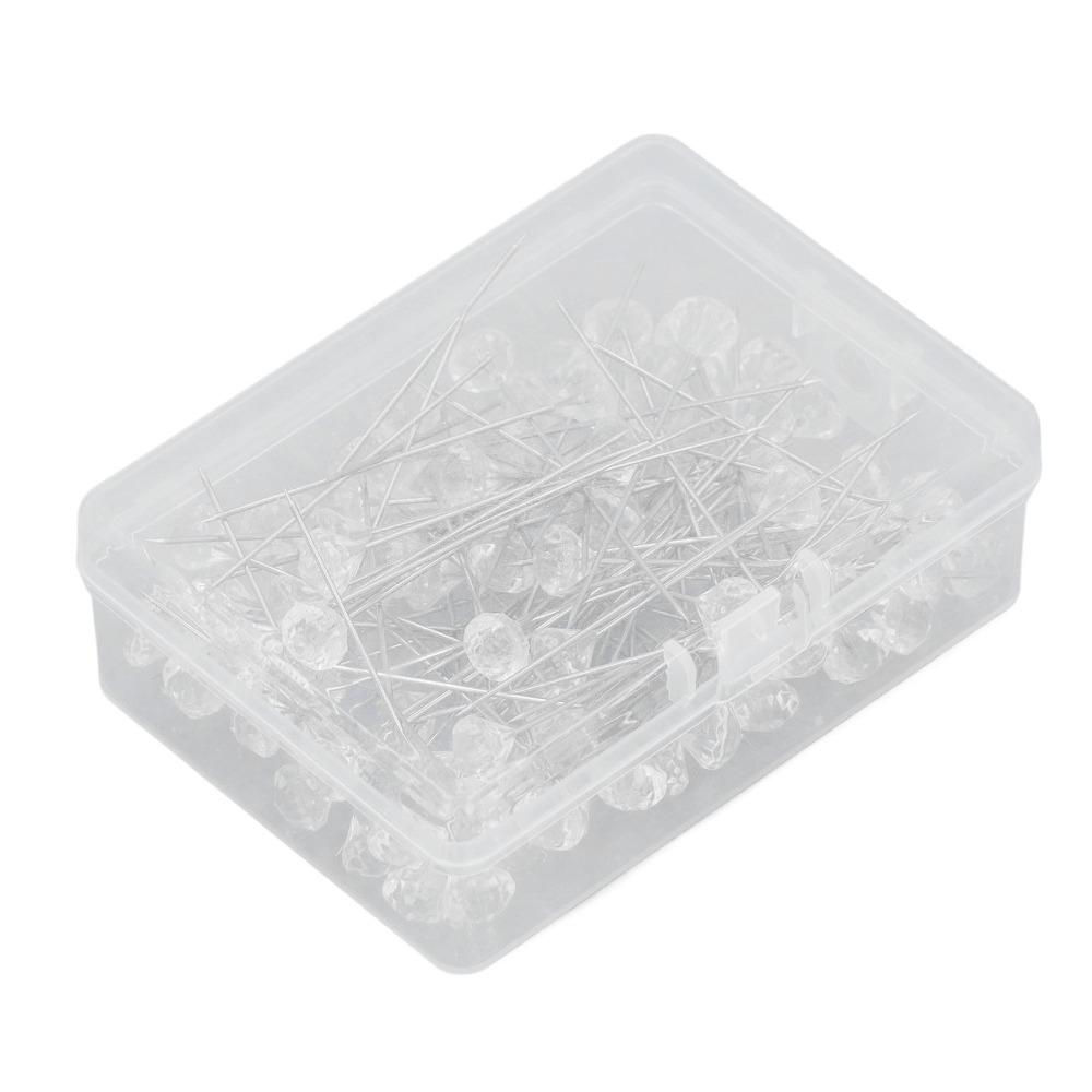 300Pcs Clear Crystal Rhinestone Head Pins Straight Shank Floral Wedding Pins Bouquet Decoration
