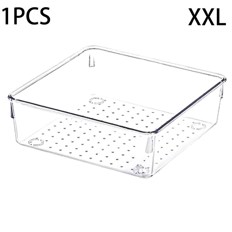 

1 шт., набор органайзеров для ящиков, прозрачные пластиковые разделители стола, ящики для хранения вещей в спальне, комоде, офисе, ящик для хранения косметики, ювелирных изделий, гаджетов XXL