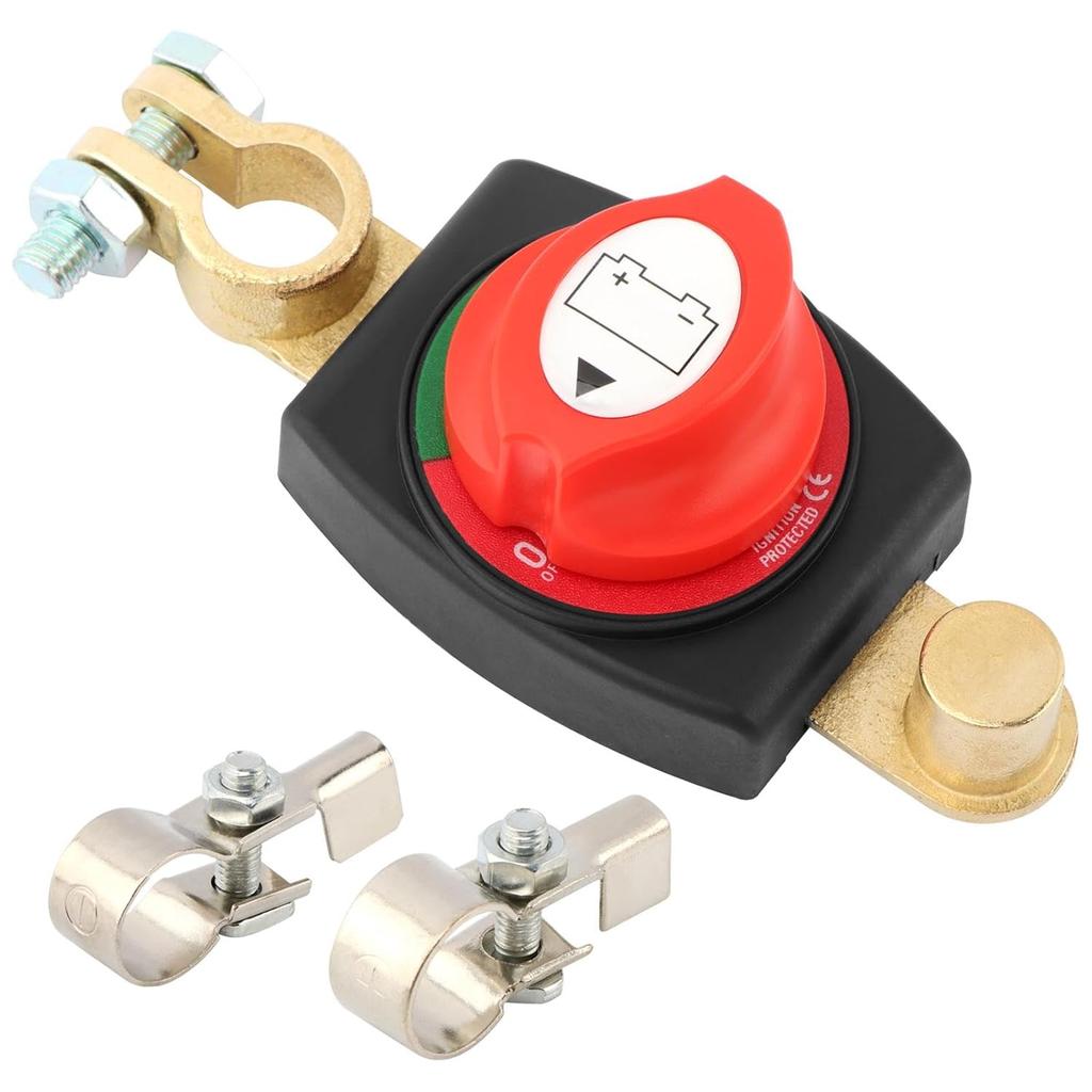 Top Post Battery Disconnect Switch, 12-24 V Battery Kill Switch Negative On/Off, 12V/300A, Heavy-Duty Top Post Batteries Switches for Cars, Vehicles,
