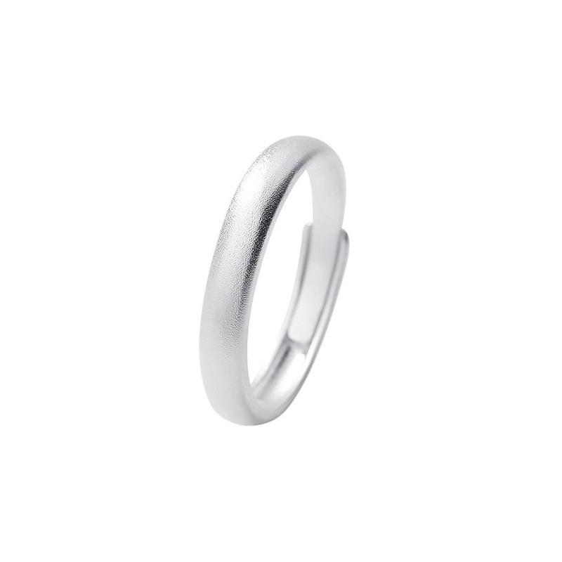 Minimalist Geometric Couple Rings Set Men Women Adjustable Sterling Band Ring Finger