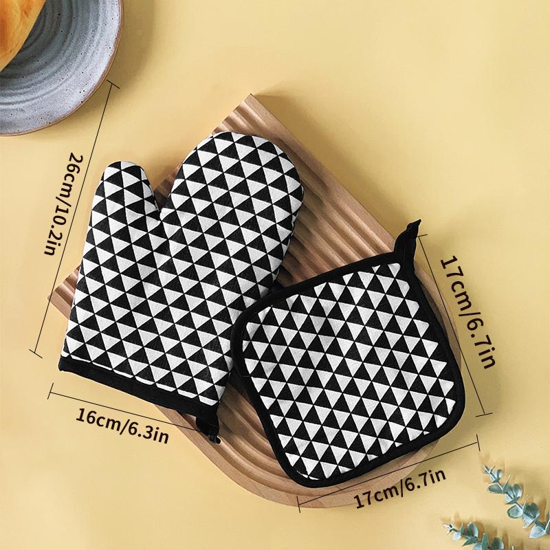 Cotton Linen Microwave Oven Baking Gloves Set Of 2 Heat Resistant Oven Gloves With Heat Insulation Pad For Kitchen Cooking Kit