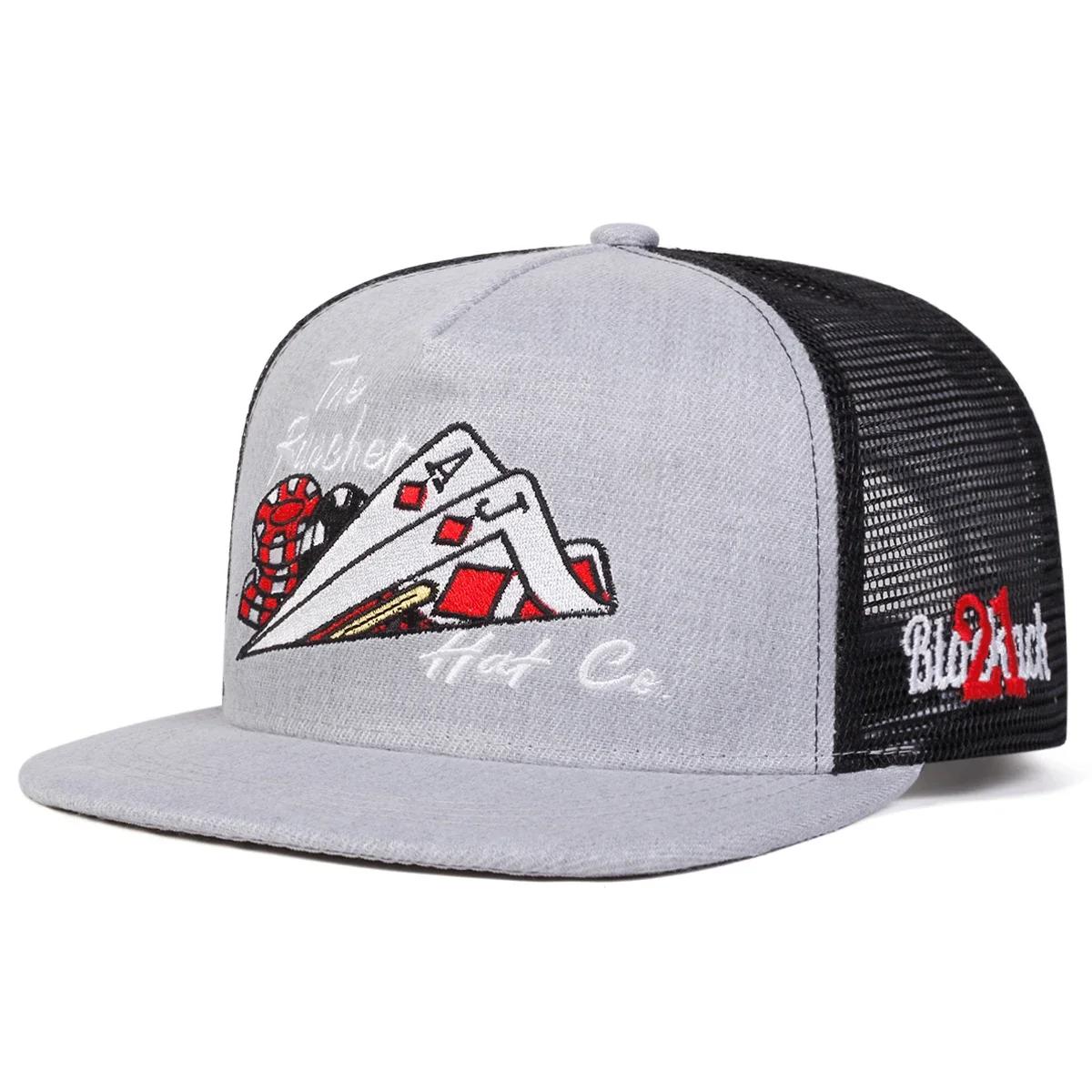 

Unisex Poker Embroidery Hip-hop Net Hats Spring And Summer Outdoor Adjustable Sports Casual Baseball Caps Sunscreen Hat серый