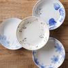 Japanese Style Ceramic Plate Retro Floral Print Small Dish for Dessert Fruit Salad Home Tableware