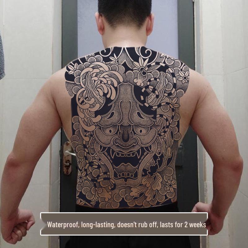 Open Door Prajna Waterproof Semi-Permanent Full Back Herbal Tattoo Sticker - Long Lasting, Large Size for Men & Women, Advanced Juice Simulation.