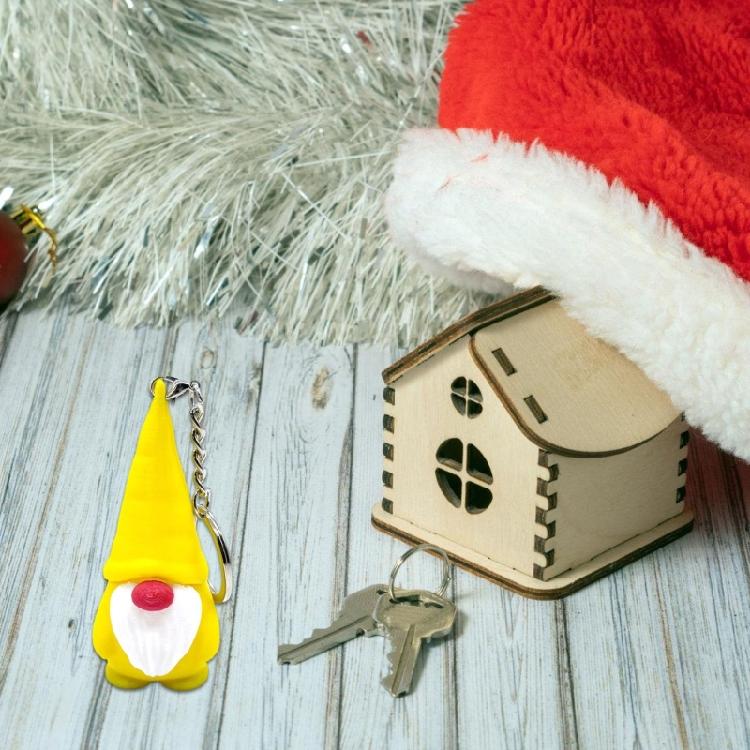Christmas Keychain PLA Dwarf Ornament Gnome Figurine Pendant Keyring Accessory Festival Key Holder Decoration
