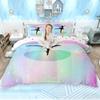 Homewish Girls Gymnastics Duvet Cover Set Rainbow Galaxy Star Bed Set Dreamy Cheerleader Ballet Girl Quilt Cover Set