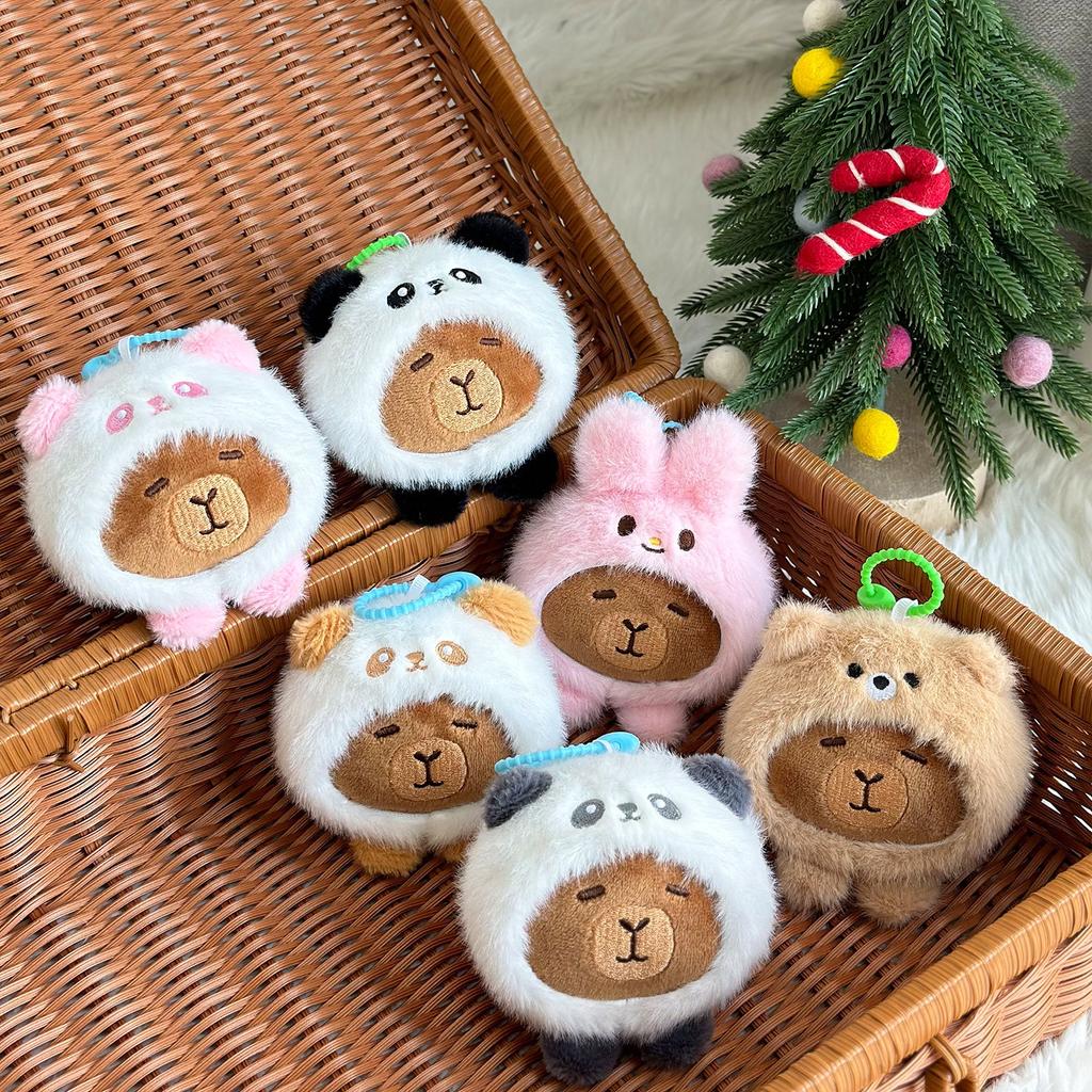 Kapibala Plüsch-Anhänger, süße Capybar-Puppe, Stoffpuppe, Schlüsselanhänger, 10,2 cm große Greifpuppe