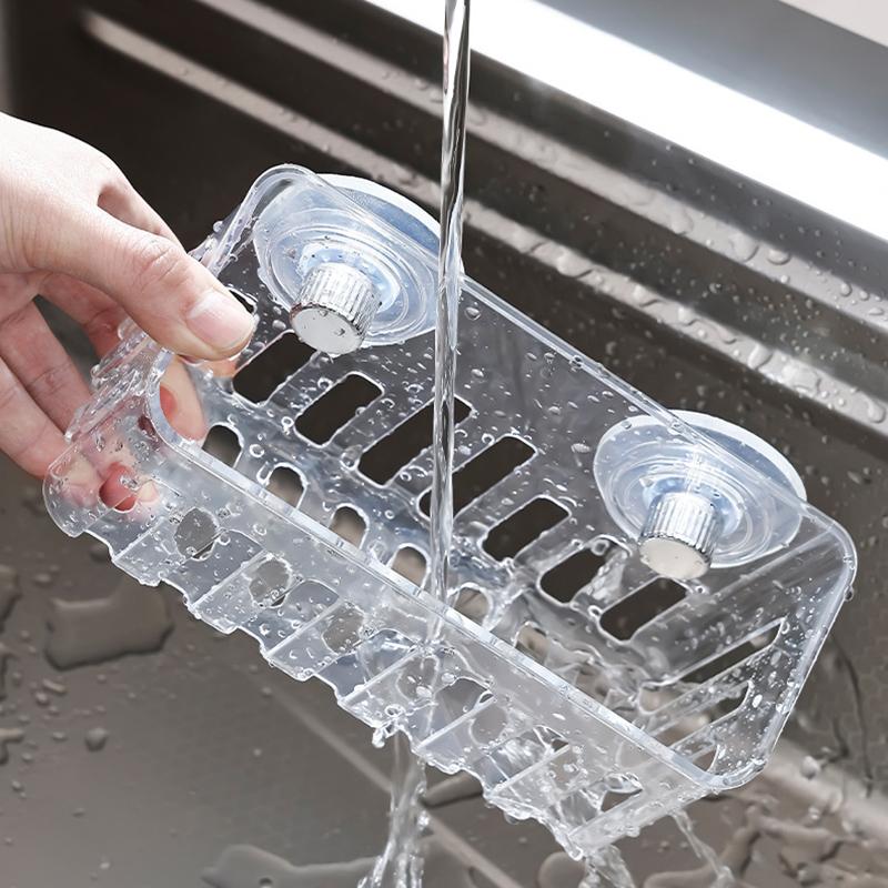 Suction Cup Sink Rack Faucet Drain Rack Multifunctional Basket Kitchen Sponge Rack Punch-free Wall Mount
