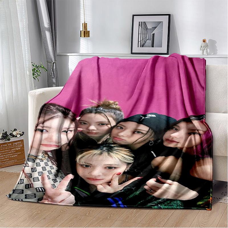 3D KPOP ITZY Star Soft Plush Blanket,Flannel Throw Blanket for Living Room Bedroom Bed Sofa Cover Gift