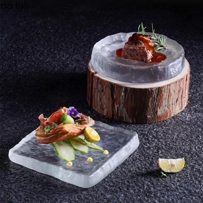 Mattierte Unregelmäßige Glasplatte Kreative Steakplatte Dessertplatte Sushi-Platten Vorspeisenplatten Hotel-Spezialität Tischgeschirr