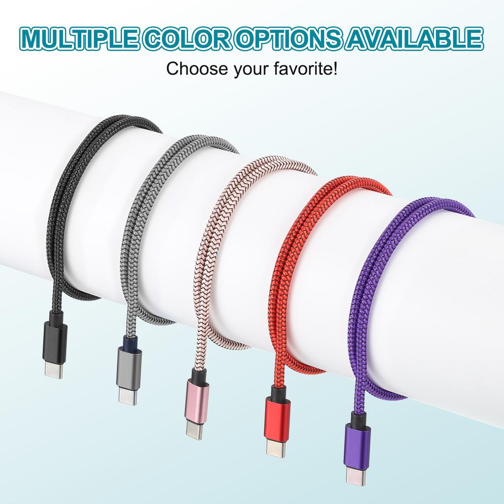 1/2/3Pcs USB Type C Charger Cable 1m/2m Silver 2.4A Type-C to USB A Braided Charging Cord Data Transfer Cable for Tablet Phone