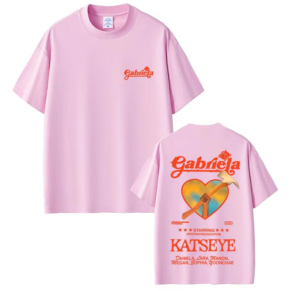 Korean Kpop Katseye Gabriela Graphic Top Men Women Hip Hop 2026 Spring summer new Fashion Casual Cotton Vintage Tshirts
