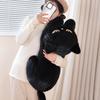 Black Cat Plush Pillow Soft Doll Stuffed Lying Cat Cushion Cute Sleeping Cat Design Lovely Birthday Gift Idea for Cat Lovers