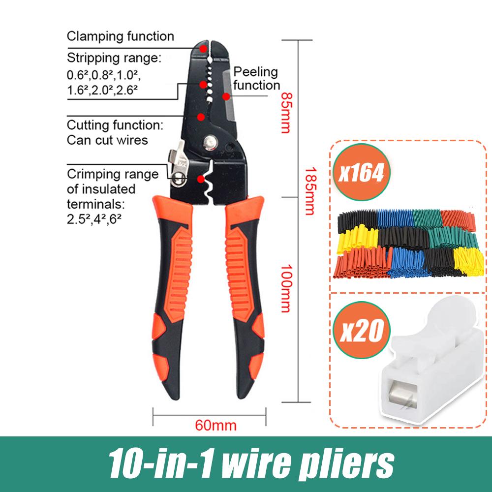10 In 1 Wire Strippers Pliers Cable Cutter For Electrician Household Network Free Ch-1 Connector Wire Cable And Heat Shrink Tube