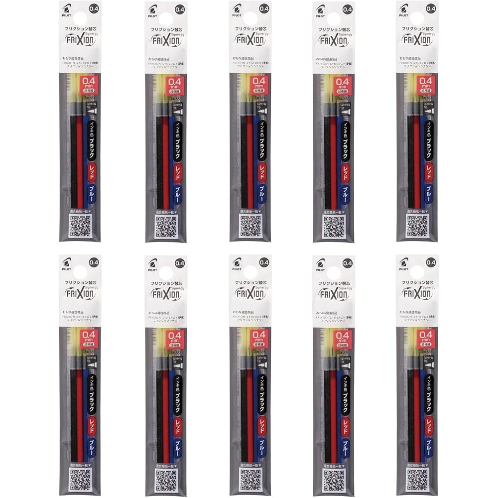 PILOT 10LFRF243C Ballpoint Pen Refills, Friction Refills, LFRF 0.4 mm, 3 Colors, 10 Packs
