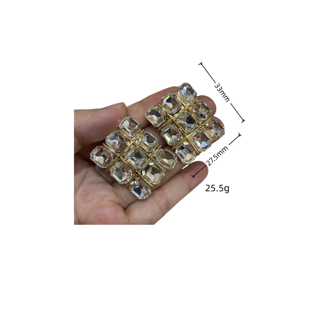 Fashion Retro Style Coffee White Glazed Earrings Jiugongge High-End Sense Medium And Ancient Style Stud Earrings Female