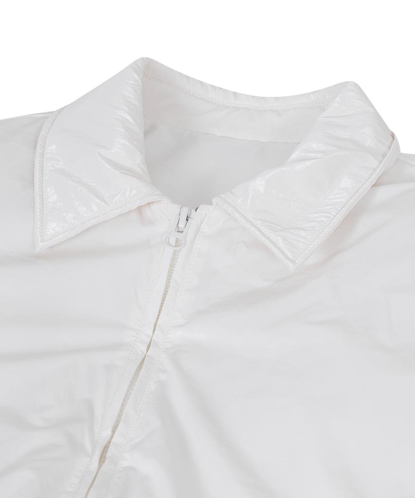 Ironyporno Whiteline 86-Iro340 Essential Balloon Glossy Collar Short Padded Jacket White