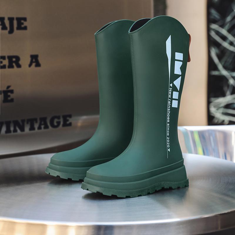 Korean Style Women's High Tube Waterproof Rain Boots - Non-Slip, Warm, Velvet-Lined Rubber Shoes for Outdoors