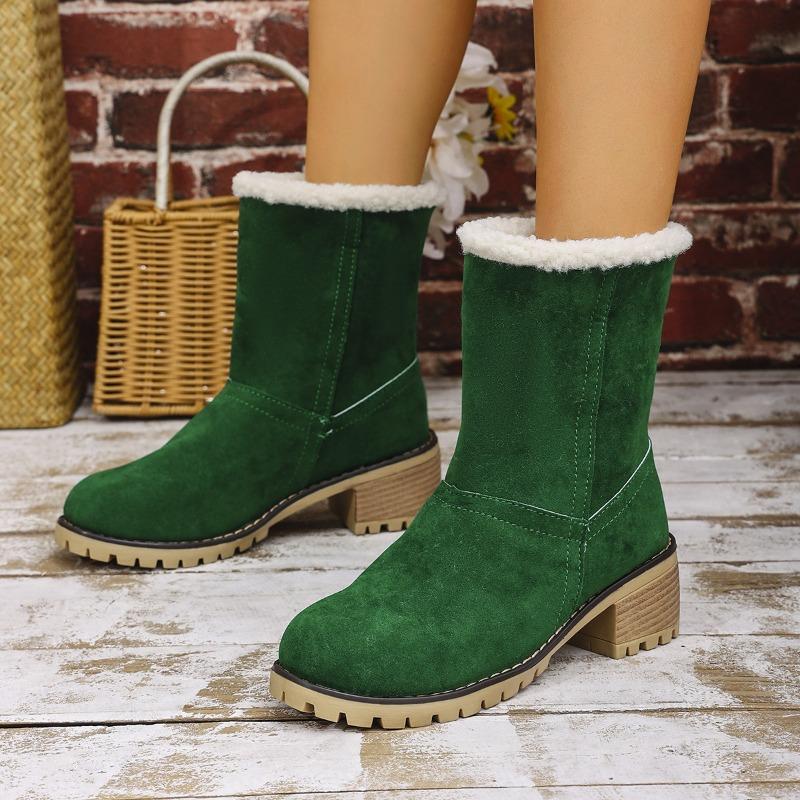 Winter New Medium Boots Lamb Wool Cotton Shoes Plush Thickened Women