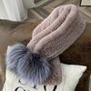 Luxury New Rex Rabbit Fur Long Scarf Mufflers Soft Thick Shawl Neck Ring for Women Silver Fox Fur Pompoms for Winter