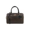 COACH Rowan Coated Canvas With Smooth Leather Boston Bag, Handbag, Shoulder Bag, Crossbody Bag Large Women's Dark Brown 83607-IMAA8