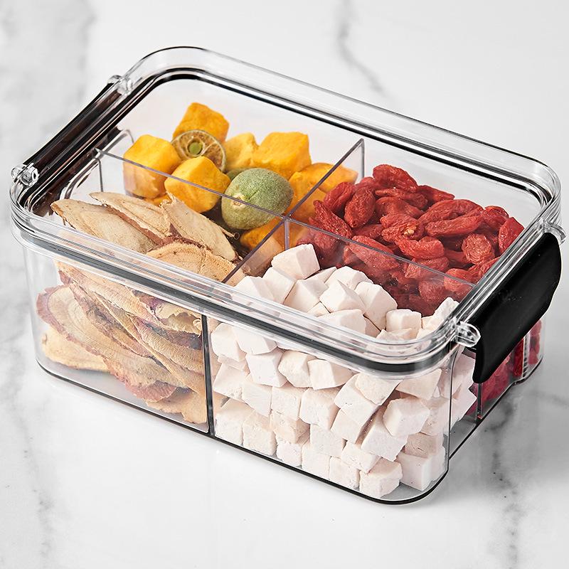 Floral Square Tea Box 460ml with Four Airtight Food-Grade Plastic Compartments