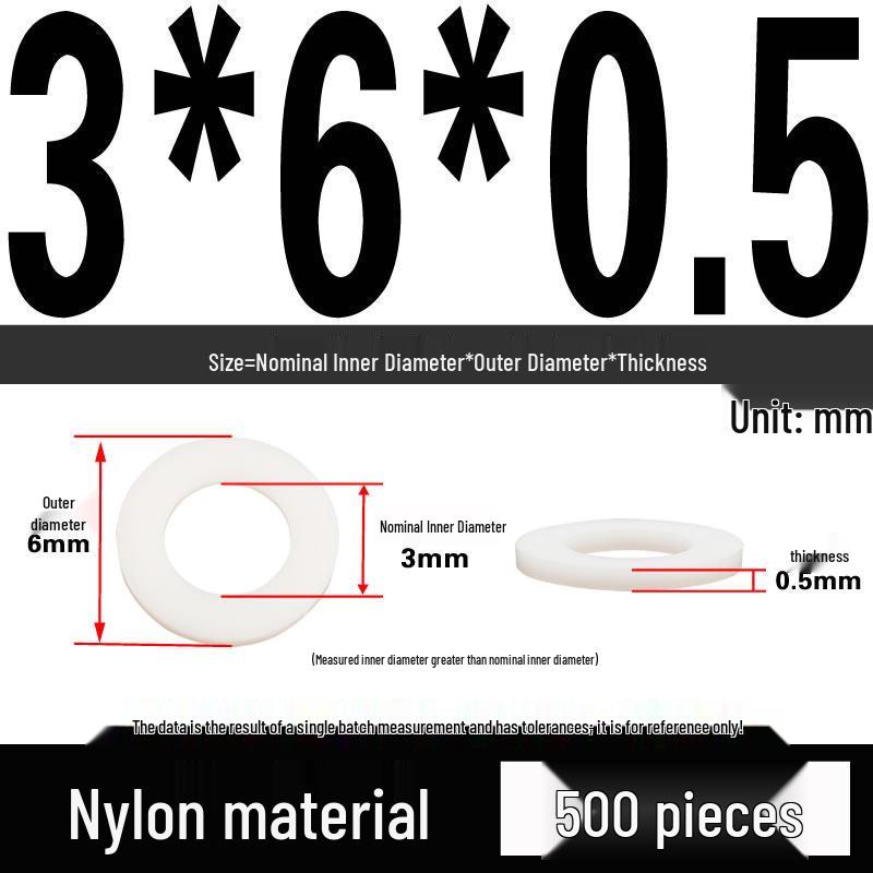 White Wear-Resistant Nylon Flat Washer Round Plastic Insulating Gasket M4-M20