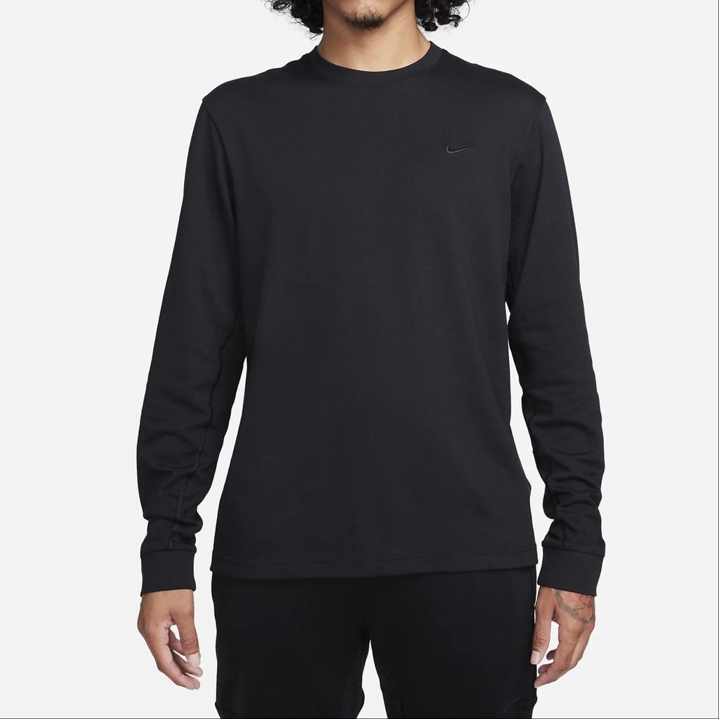 Nike Primary Logo Crew Neck Long Sleeve Sports T-Shirt Men Tops Black FB8585-010